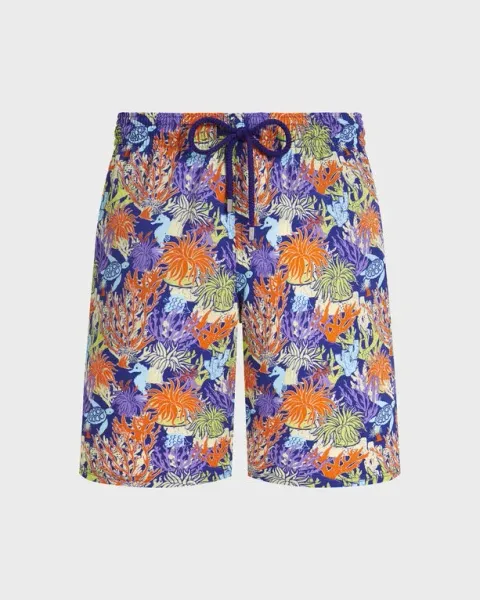 Vilebrequin Men Long Stretch Swim Shorts Aquatic Life