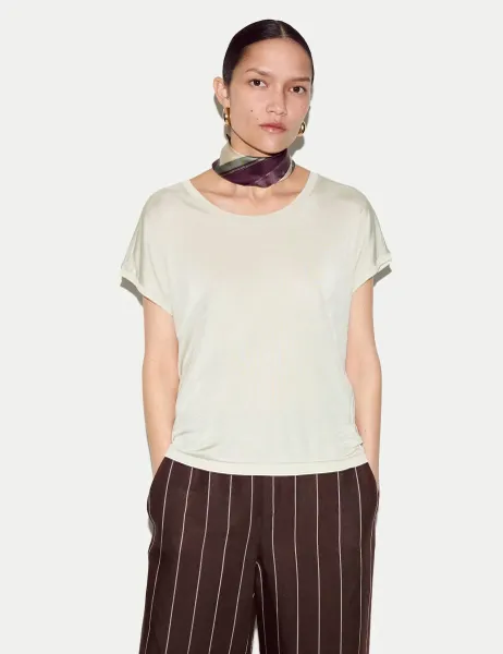 Jigsaw Jersey Round Neck Top Olive