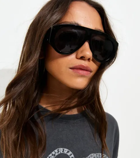 Black Shield Aviator Sunglasses