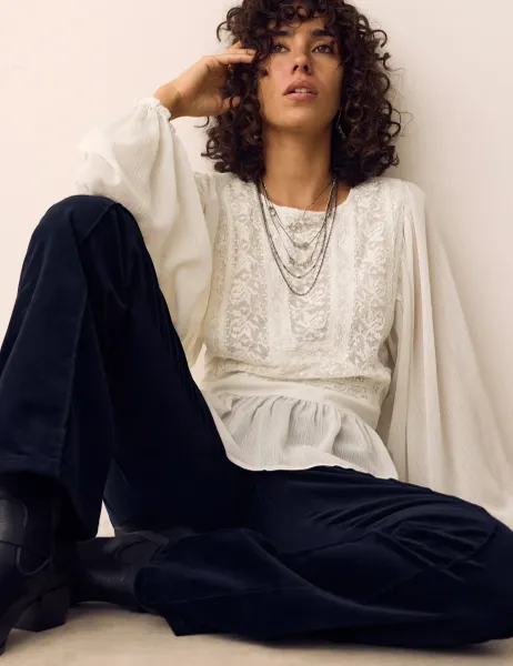 Per Una Lace Yoke Blouse Ivory