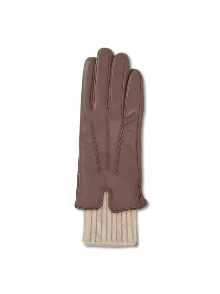 Dents Leather Tamara Knitted Cuff Gloves - Chestnut