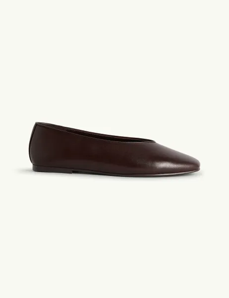Nobody's Child Leather Flat Ballet Pumps Chocolate