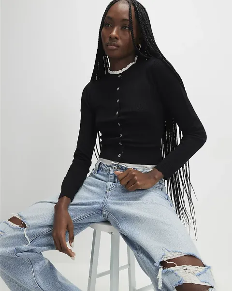 River Island Scallop Trim Cardigan