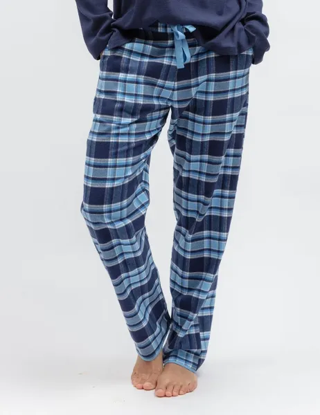 Cyberjammies Family Christmas Pure Cotton Checked Pyjama Bottoms Navy Mix