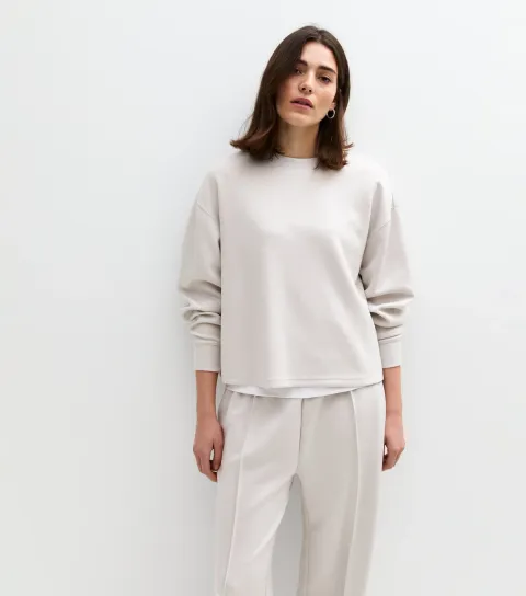 Women's Light Grey Premium Soft Touch Crew Neck Sweatshirt