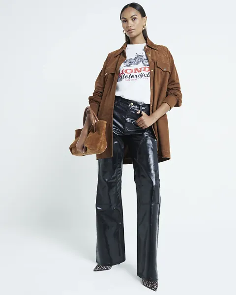 River Island Relaxed Straight Coated Jeans