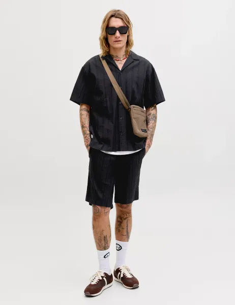 Jack & Jones Regular Fit Short Sleeve Shirt and Shorts Set Black