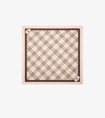 Check Knight Stamp Silk Scarf in Bow pink