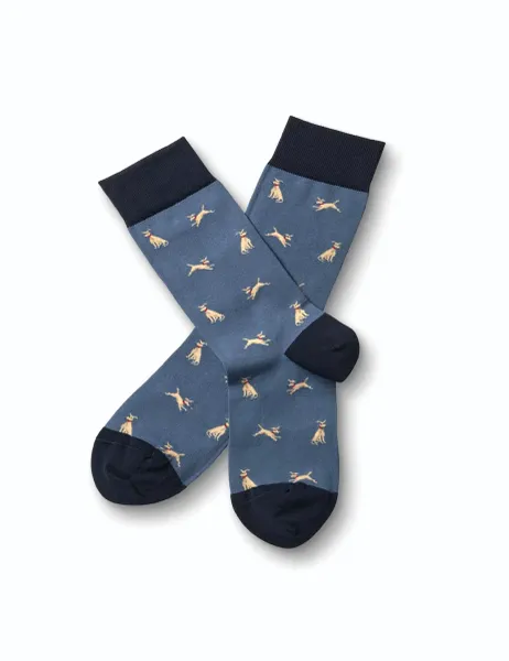 Charles Tyrwhitt Cotton Rich Animal Print Novelty Socks Blue Mix