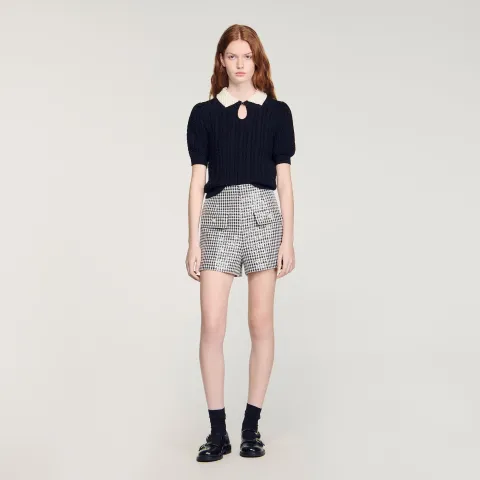 Pearl collar cable knit jumper