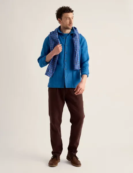 Seasalt Cornwall Regular Fit Pure Linen Shirt Blue