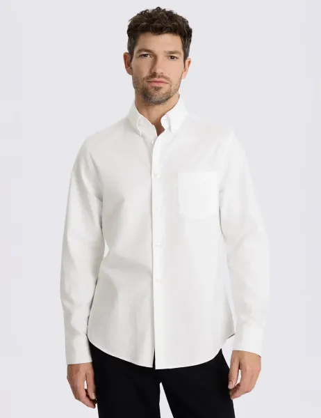 Moss Regular Fit Pure Cotton Oxford Shirt White