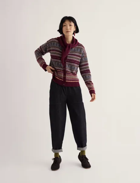 Lambswool Rich Fair Isle Cardigan Purple Mix