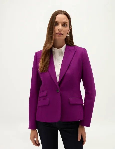 Pure Wool Single Breasted Blazer Purple