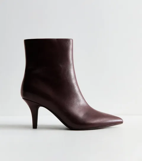 New Look Women's Burgundy Faux Leather Ankle Boots Vegan