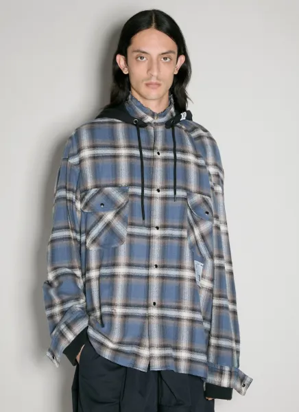 Sweat Hooded Check Shirt