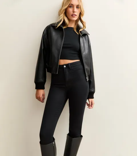 Women's Stay Tall Black High Waist Hallie Super Skinny Jeans