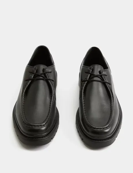 Marks & Spencer Leather Chunky Sole Apron Shoes Black