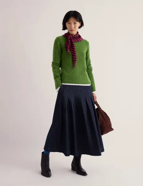 Seasalt Cornwall Merino Wool Rich Textured Crew Neck Jumper Light Green