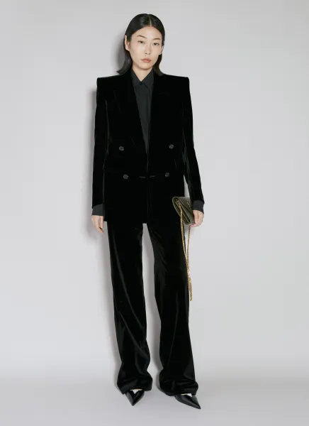 Velvet Double-Breasted Blazer