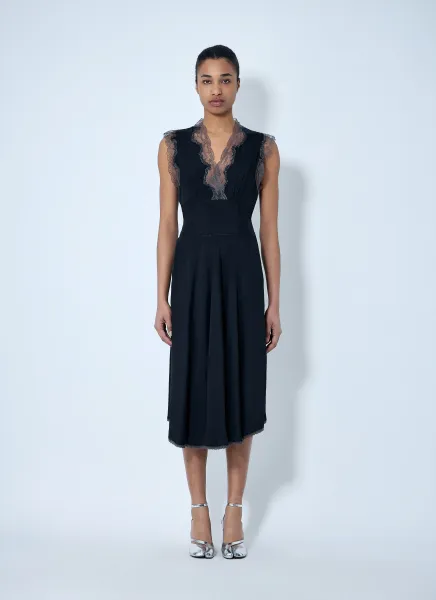 Lace Trim Midi Dress