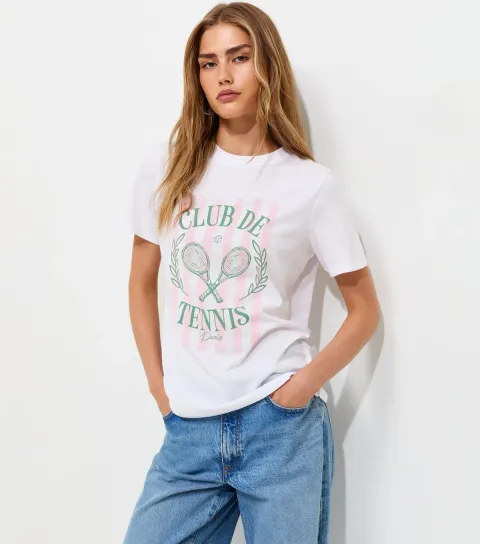 Women's White Club De Tennis Relaxed T-Shirt