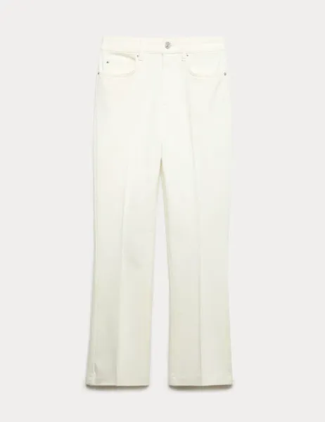 Marks & Spencer High Waisted Kickflare Cropped Jeans Soft White