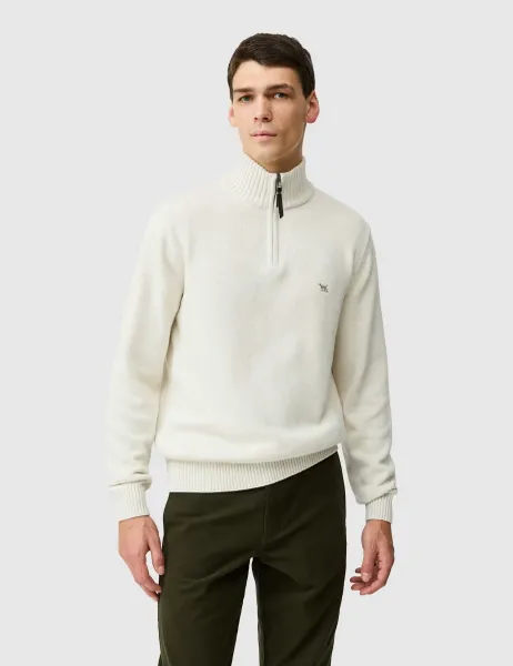 Rodd & Gunn Merrick Bay Pure Cotton Half Zip Jumper Oatmeal