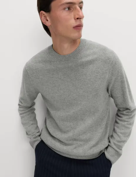 Marks & Spencer Pure Lambswool Crew Neck Jumper Mid Grey