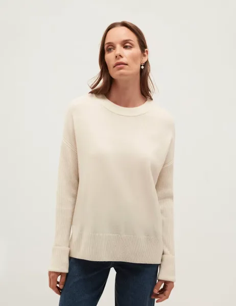 Hobbs Wool Blend Crew Neck Jumper Cream