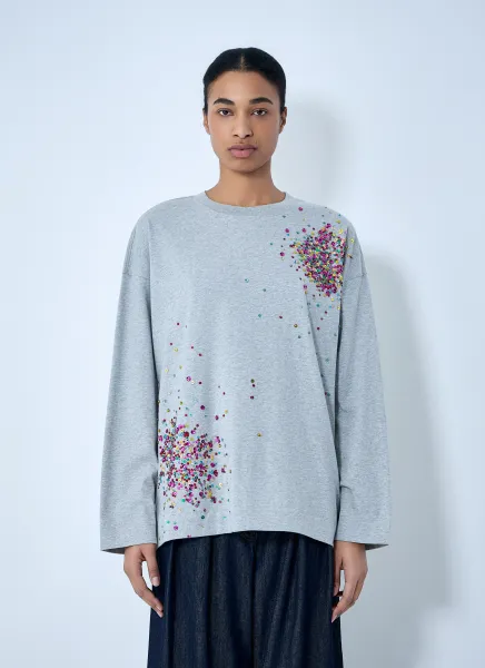 Embellished Cotton Jersey Top