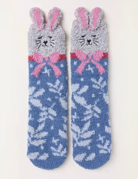 FatFace Hare Fluffy Socks Navy Mix