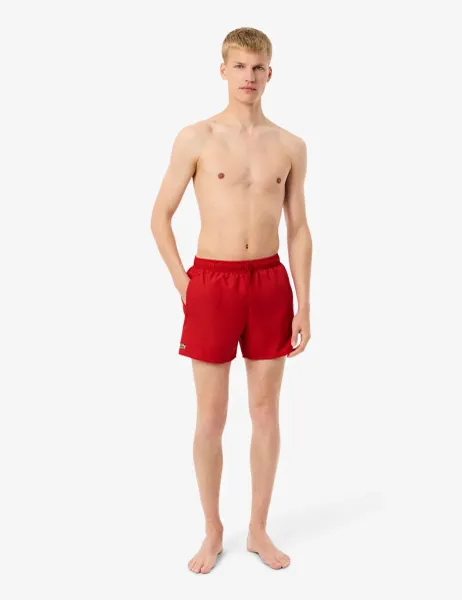 Lacoste Quick-Dry Swim Trunks Red