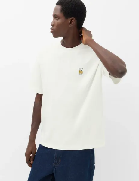 Marks & Spencer Oversized Pure Cotton Embroidered T-Shirt Green Mix