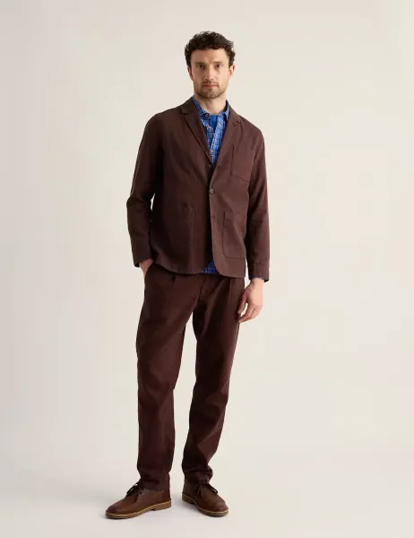 Seasalt Cornwall Linen Rich Revere Jacket Dark Brown