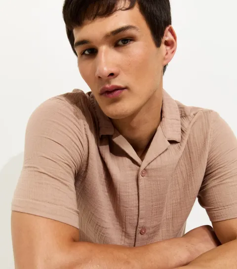 Men's Stone Regular Double Cloth Revere Shirt