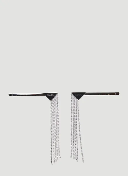 Set of Two Logo Plaque Crystal Hair Slides