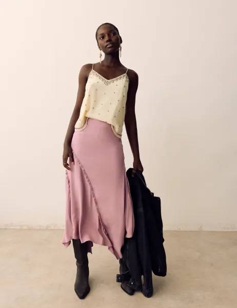 Per Una Maxi Asymmetric Skirt Rouge