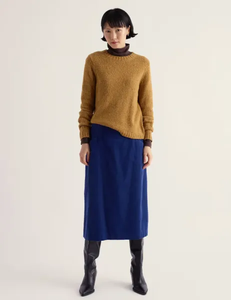 Seasalt Cornwall Pure Cotton Knee Length A-Line Skirt Dark Blue