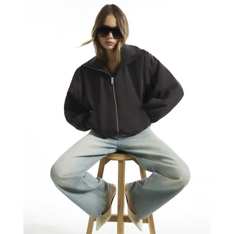 River Island Rib Detail Bubble Hem Bomber Jacket