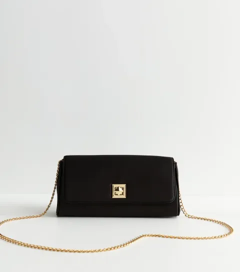 New Look Black Satin Twist Front Clutch