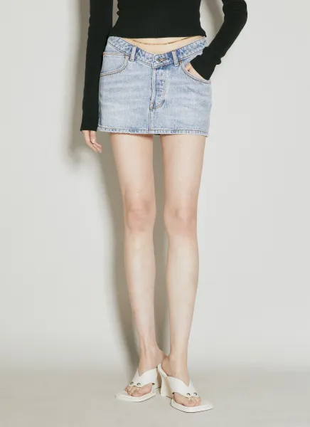 V Front Denim Mini Skirt
