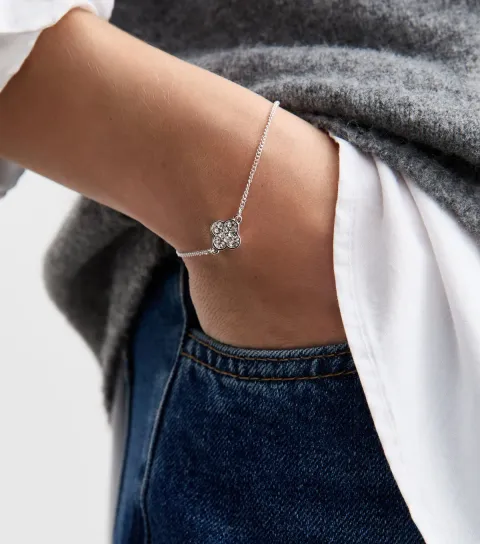 New Look Silver Tone Diamanté Flower Bracelet