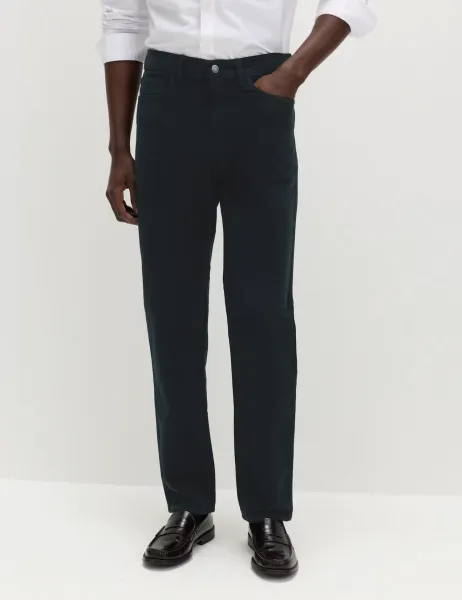 Marks & Spencer Straight Fit Italian Moleskin 5 Pocket Trousers Dark Navy