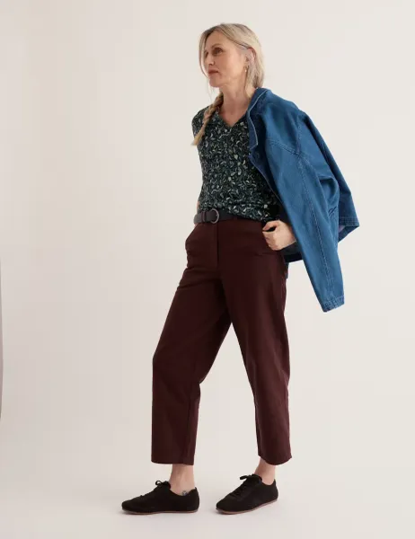 Seasalt Cornwall Cotton Blend Printed Notch Neck Top Green Mix