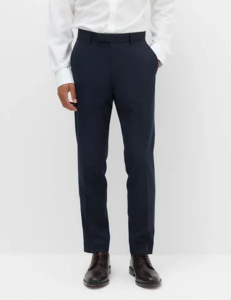 Marks & Spencer Tailored Fit Textured Suit Trousers Navy