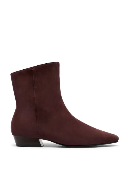 Clarks Suede Block Heel Ankle Boots Burgundy