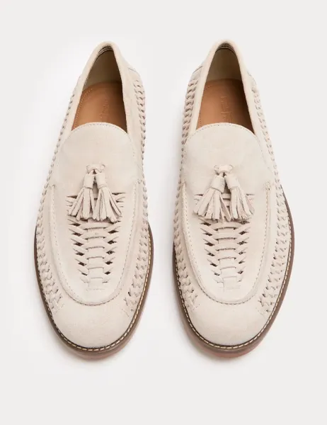 Marks & Spencer Suede Slip On Loafers Stone