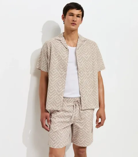 Men's Brown Seersucker Shorts