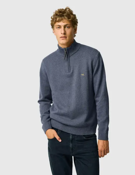 Rodd & Gunn Merrick Bay Pure Cotton Half Zip Jumper Blue Marl